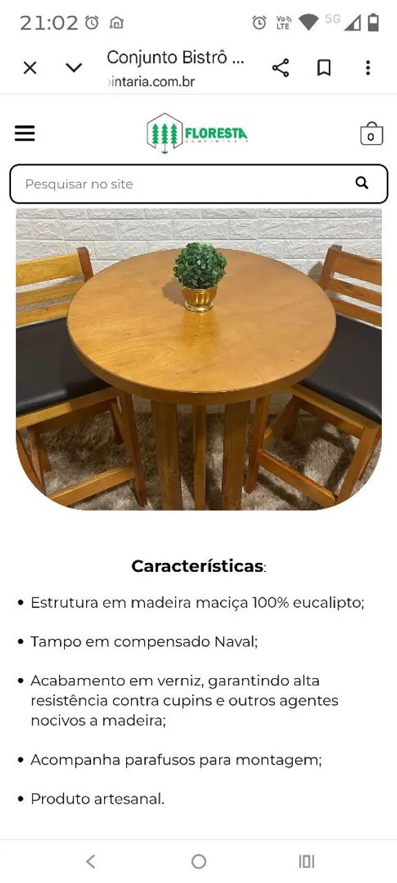 Mesa bistrô madeira maciça com banquetas. - Foto 5