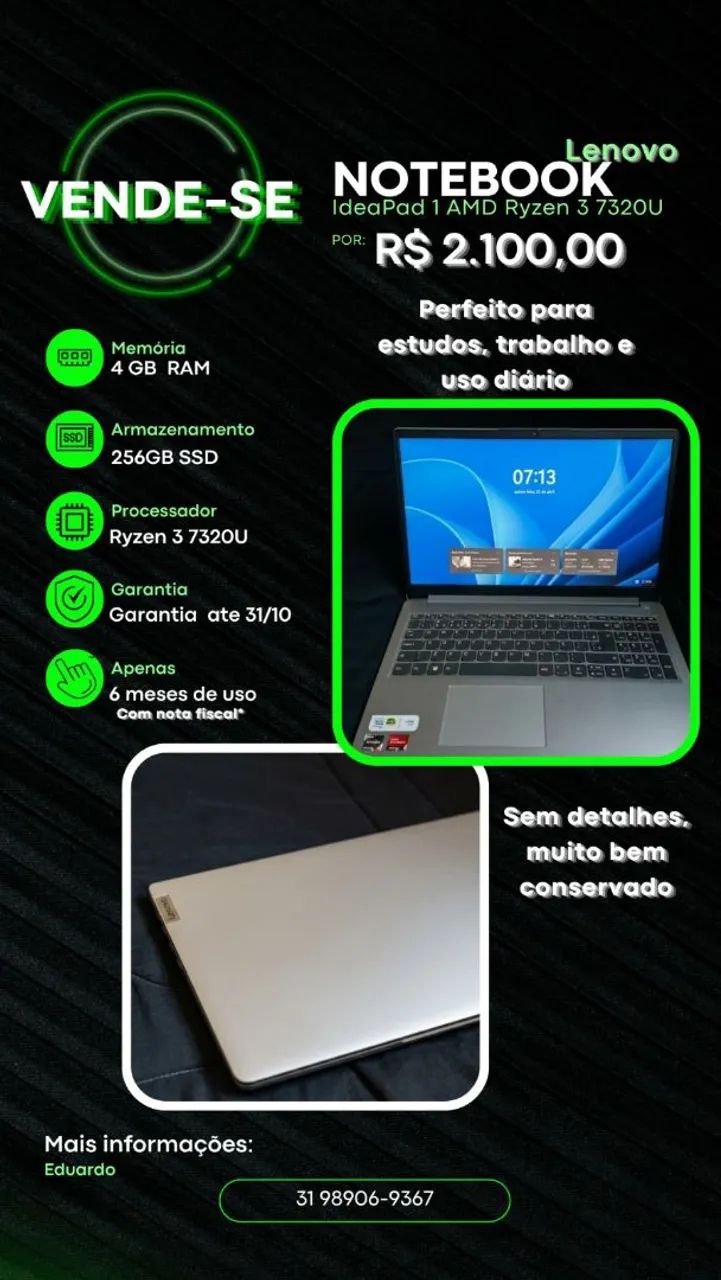 NOTEBOOK LENOVO IDEAPAD RYZEN 3 