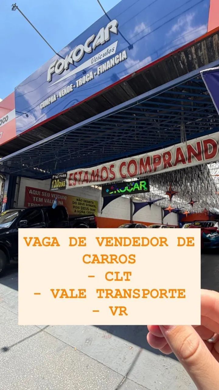 VAGA DE VENDEDORA(O) DE CARROS - ZONA SUL 