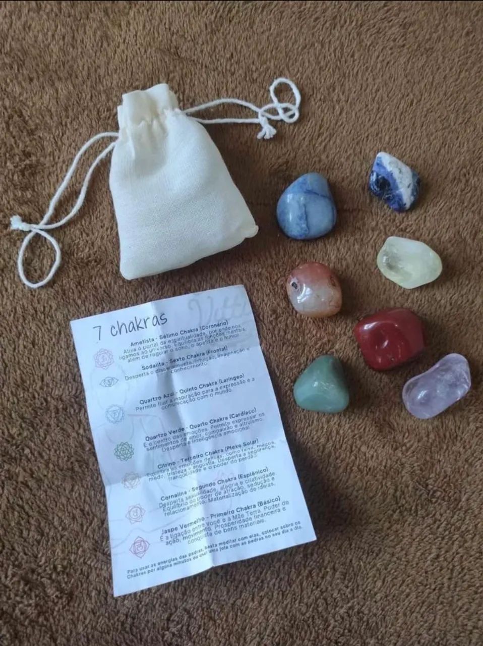 KIT com Sete Pedras semi preciosas Roladas dos Chakras - Foto 5