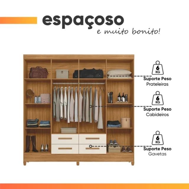 Guarda Roupa Casal 8 Portas Moval Flórida - Foto 4