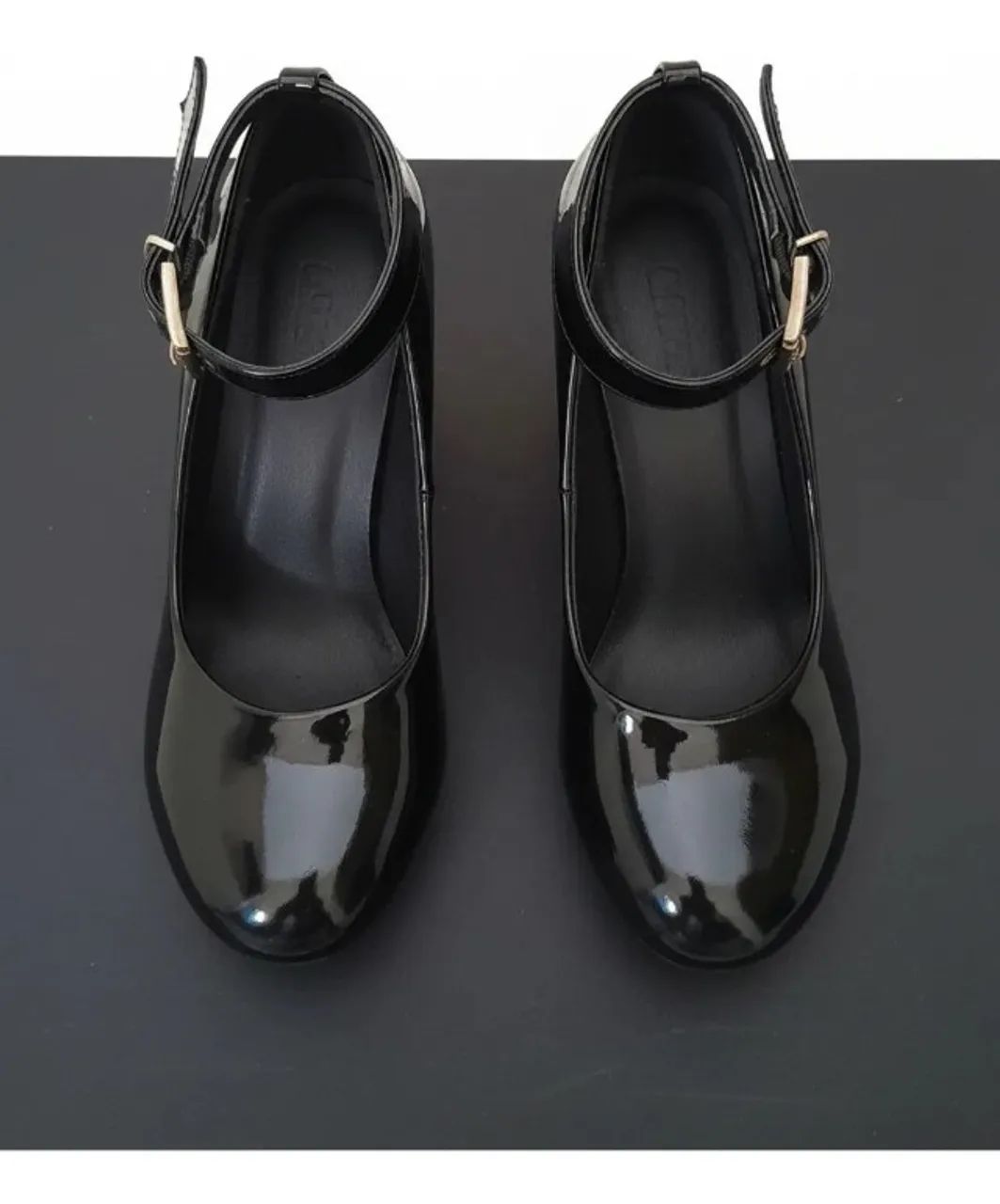 sapato griffe em couro verniz preto - Foto 5