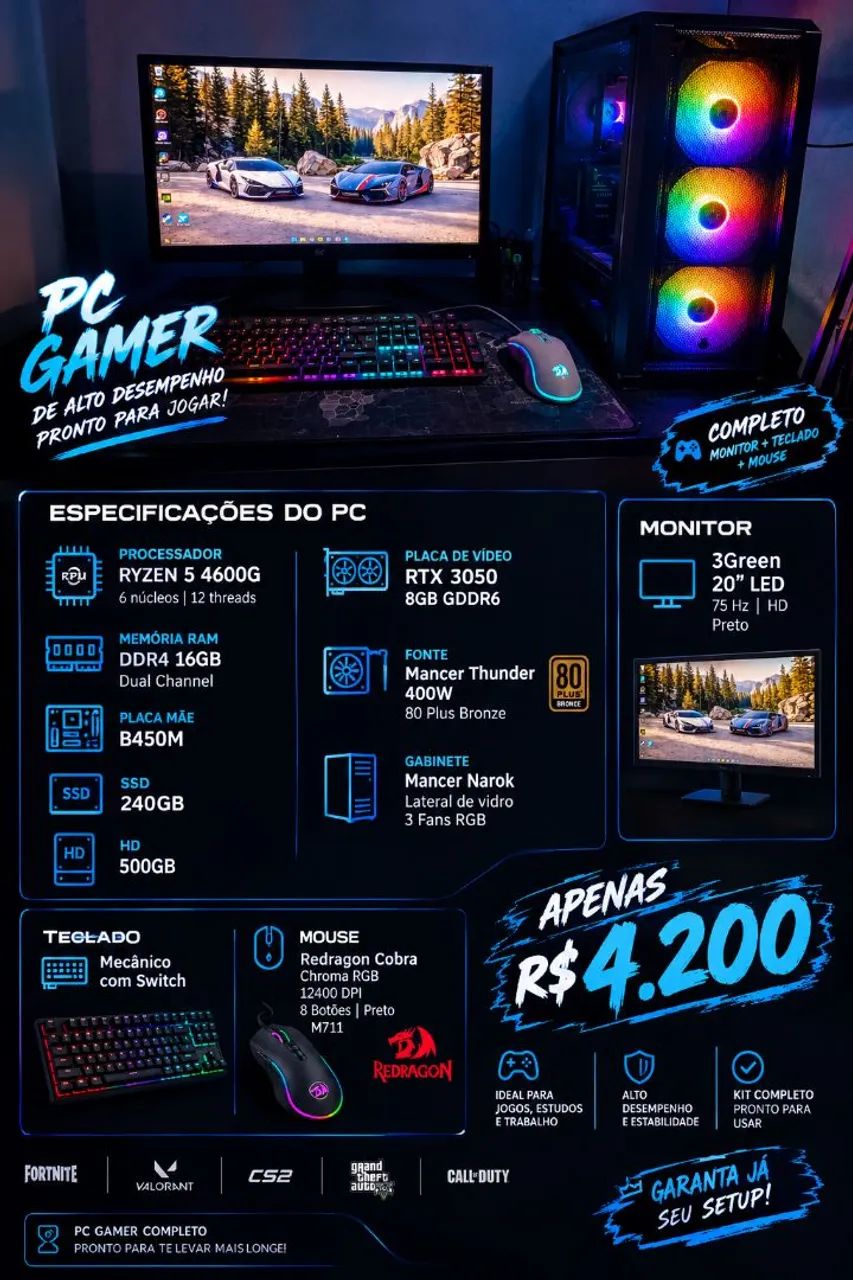 OPORTUNIDADE! PC GAMER COMPLETO