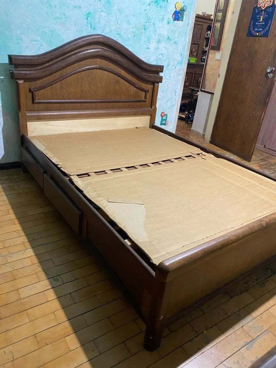 Cama Casal Madeira Maciça Usada - Foto 2