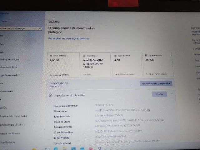 Notebook Dell Core i7 SSD 512gb Placa de Vídeo AMD - Foto 2
