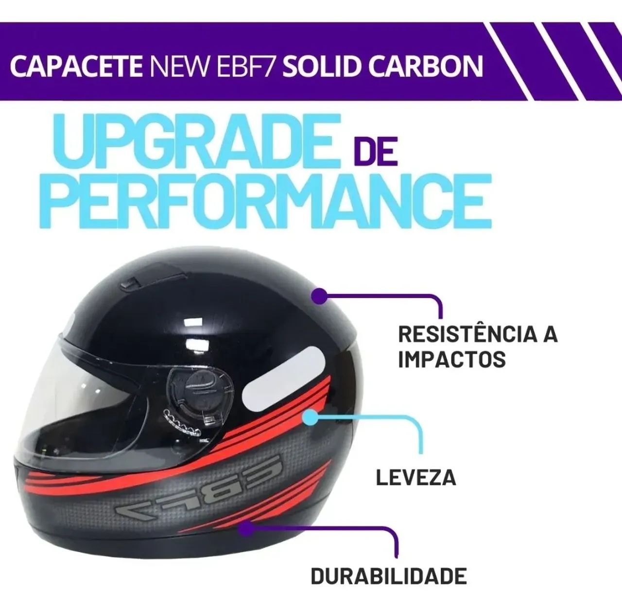 Capacete EBF7 preto c/ vermelho (60) NOVO NA CAIXA - Foto 4