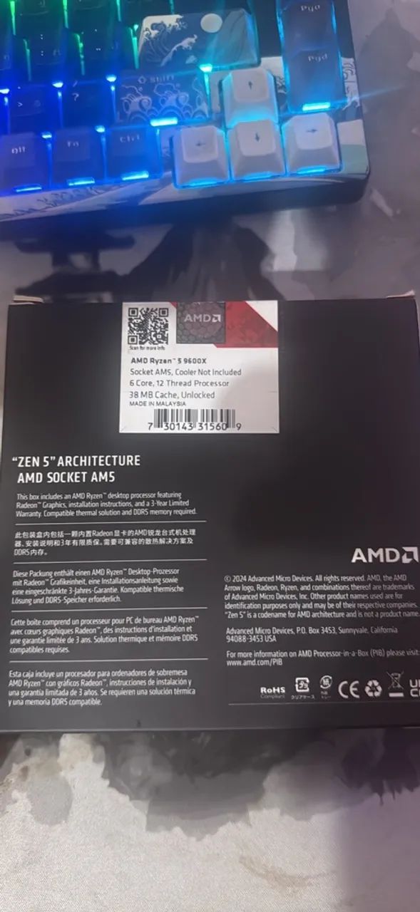 Amd Ryzen 5 9600x - NOVO - LACRADO - Foto 2