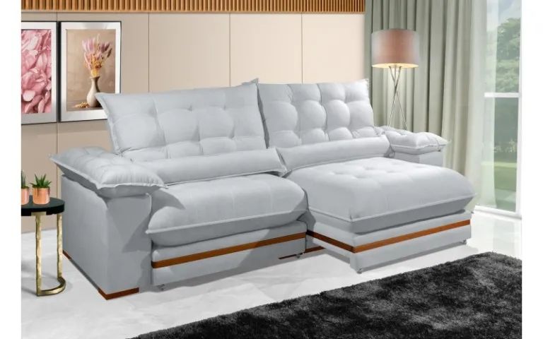 Sofá Reclinável Retrátil Barcelona 4 Lugares 2m20 Branco