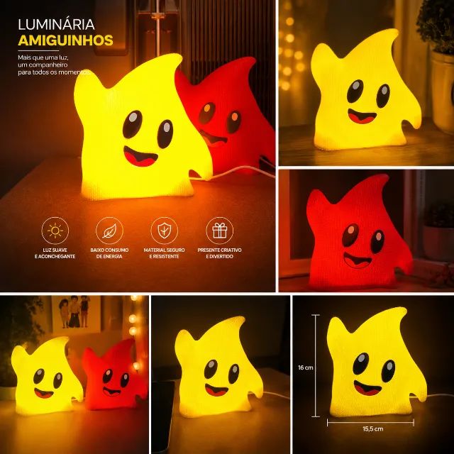 Luminária Amiguinhos tricotado com 16cm