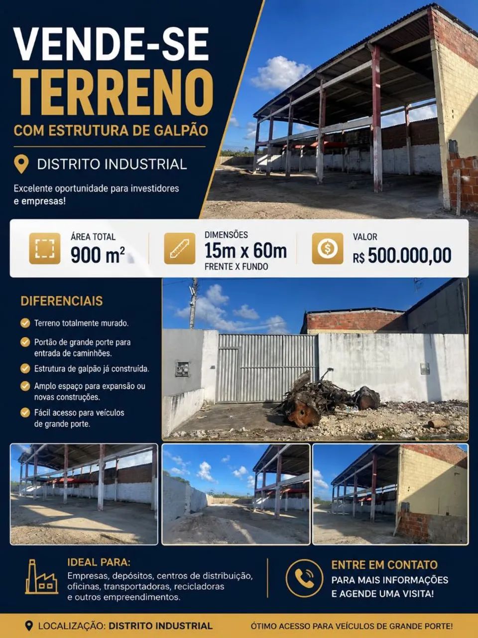 Vende-se Terreno com estrutura de Galpão 