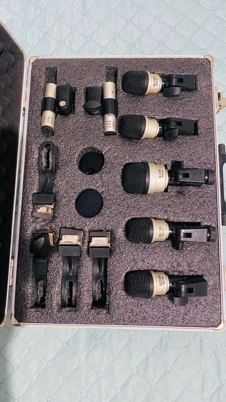 Kit de microfones professional da Marca CSR, pra bateria 