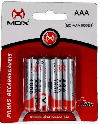 Pilha Recarregavel Mox MO-AAA1000-B4 Cartela C/4-Pilhas AAA - Foto 3