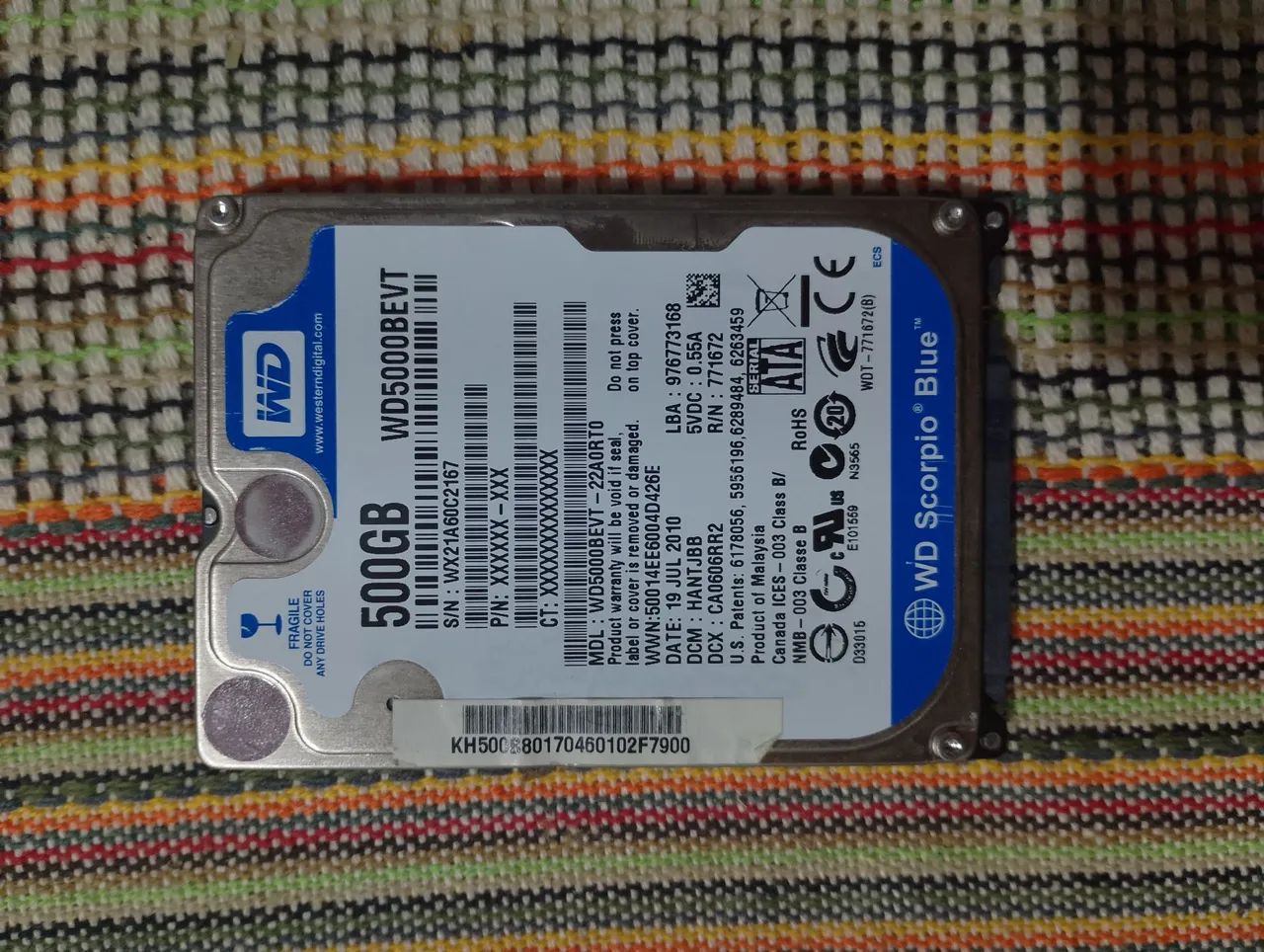 Western Digital WD WD5000BEVT HDD SATA/300 500GB 2.5 5400RPM  