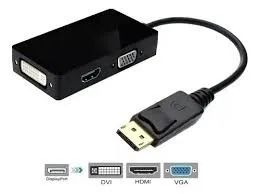Cabo 3 Em 1 Conversor Displayport Para Hdmi Vga Dvi - Foto 2