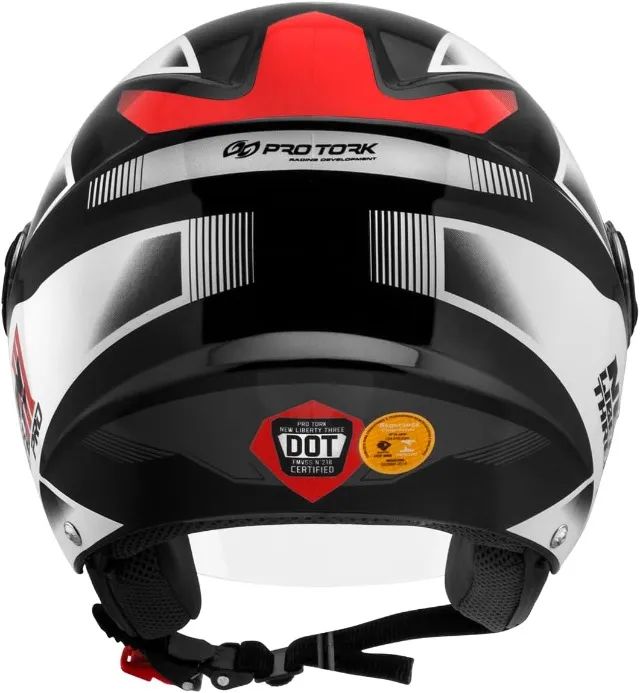 Capacete Aberto New Liberty Three Preto Vermelho Branco Brilhante Protork - Foto 6