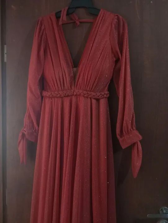 Vestido longo terracota