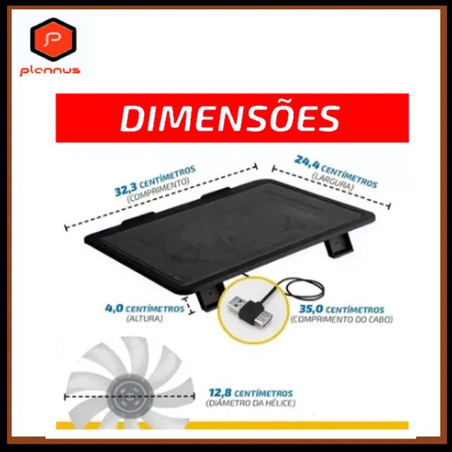 Suporte Notebook até 17pol com Cooler Base Com Ventilação Apoio Mesa Usb z453 - Foto 3