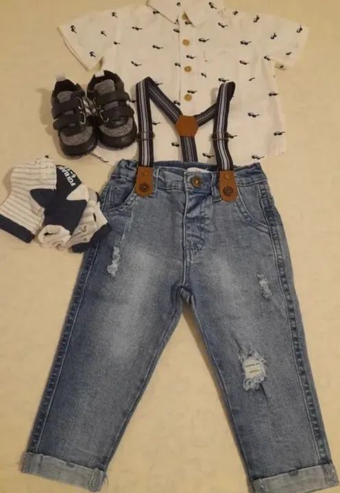 Conjunto Duas Peças Bebê Calça Suspensório + Camisa - Foto 6