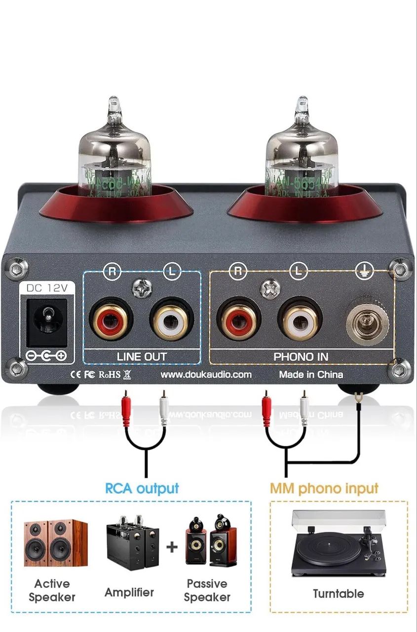 Douk Audio Pré-amplificador T4 PRO, pré-amplificador MM e fone de ouvido Hi-Fi - Foto 4