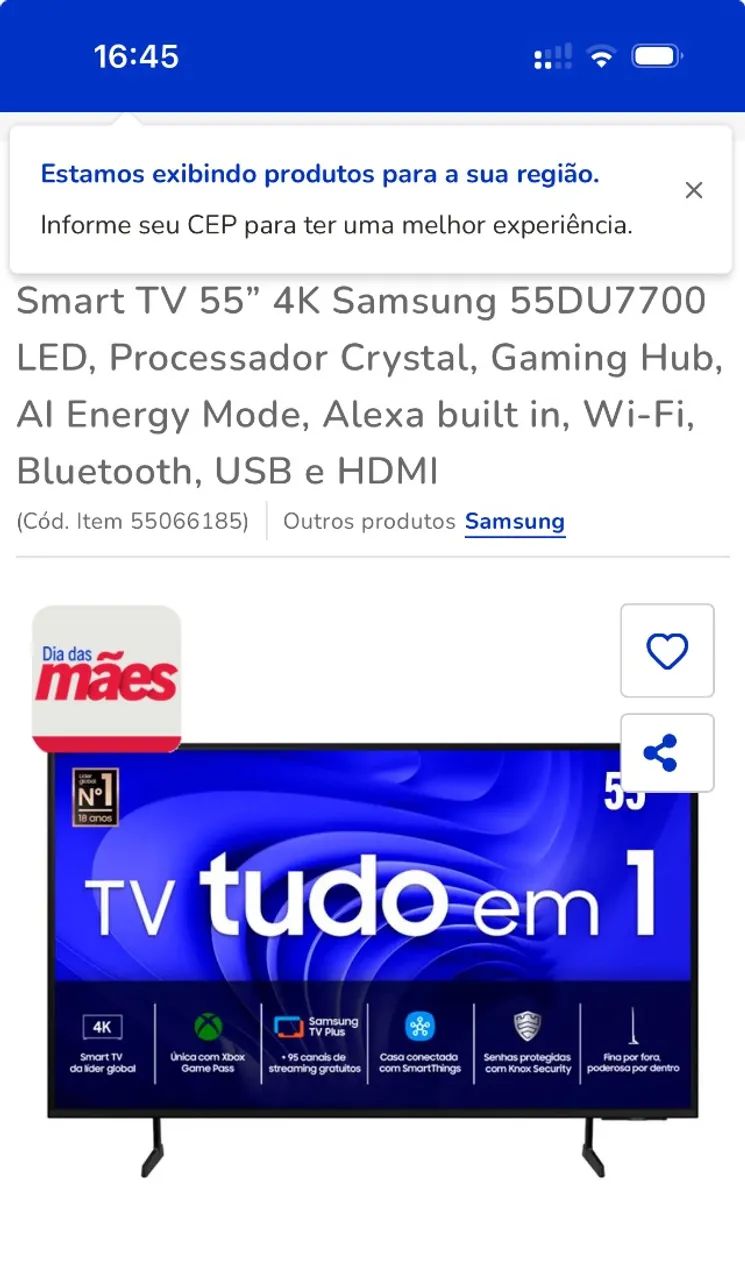 Televisão Samsung 55 polegadas 
