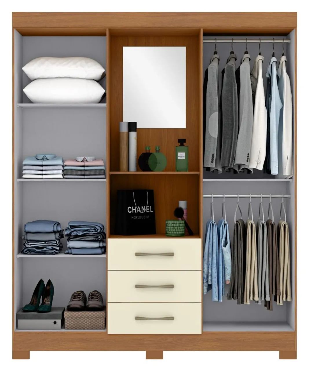 Guarda-Roupa Moderno Branco com Espelho - Foto 3