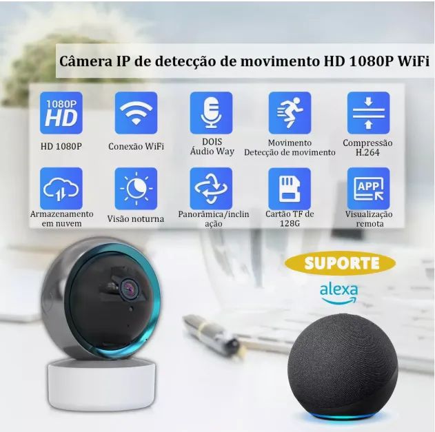 Câmera de Segurança Interna Wi-Fi 360 1080p Ideal para Bebê / Idosos /etc - Foto 5