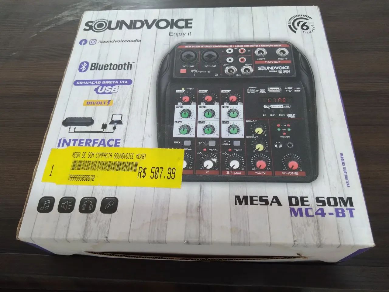 Mesa de Som Compacta Soundvoice MC4-BT