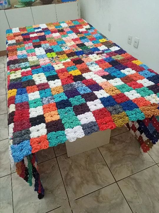 Colcha Casal Artesanato Feita de Fuxico - Foto 4