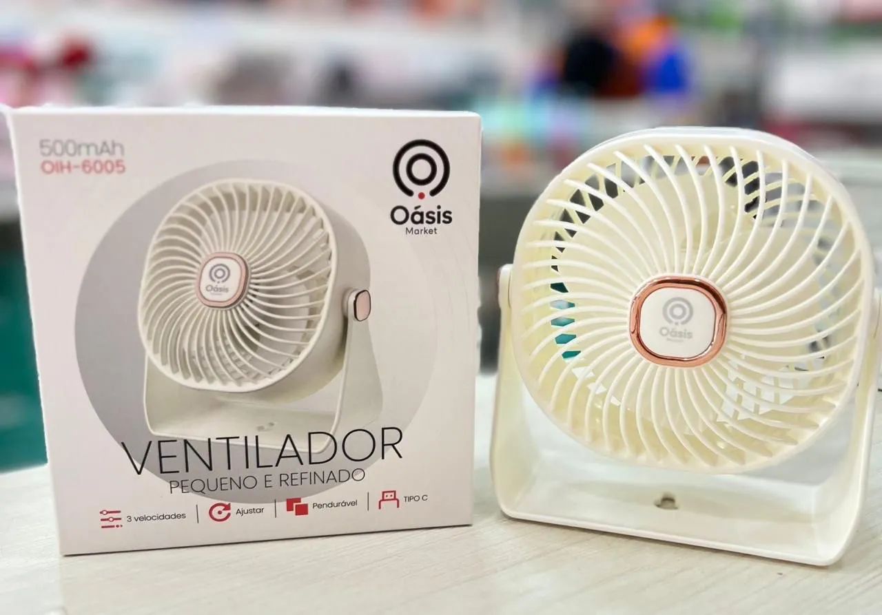 Ventilador de Mesa Pequeno e Refinado Oasis