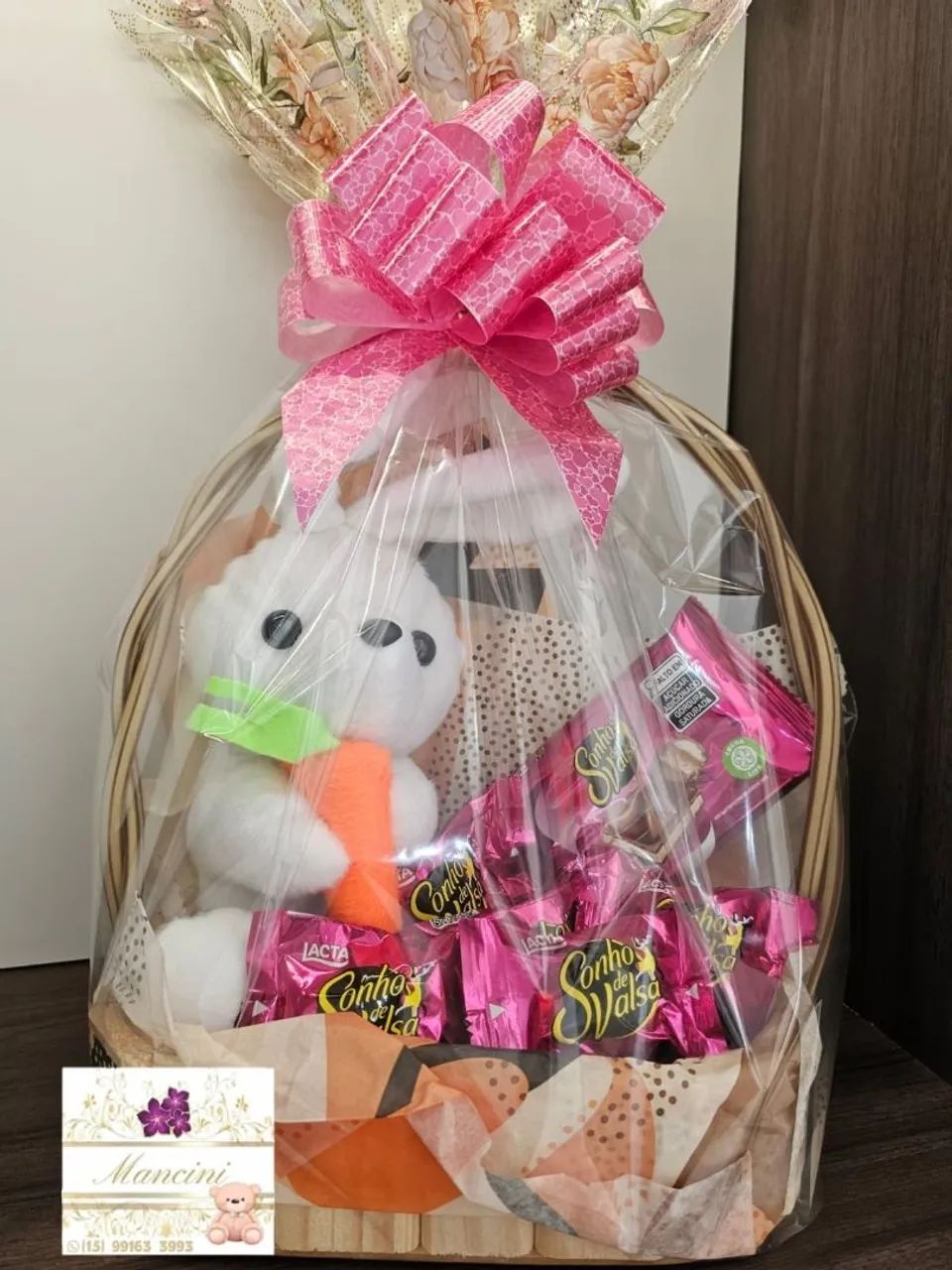 Cesta de presente com chocolate e pelúcia Cesta - Foto 2