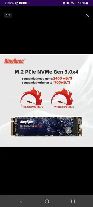SSD NVMe KingSpec 512GB PCIe - Foto 4