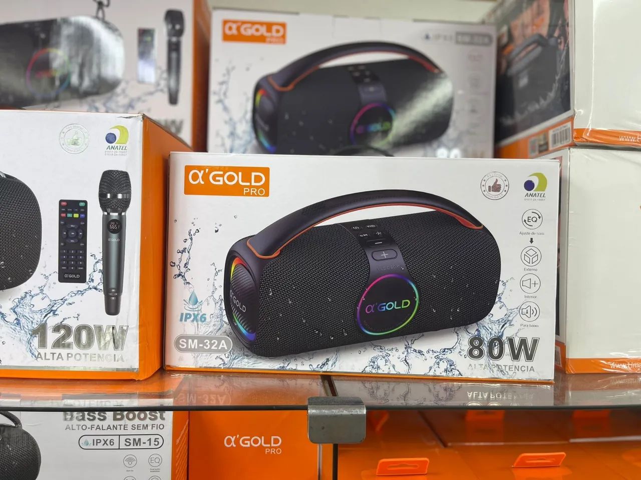 Caixa de Som Bluetooth A'Gold Pro 80W - IPX6