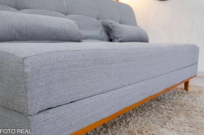 Sofá Cama larg. 1.80m Molas Bonnel Linho Cinza rf54 - Foto 2