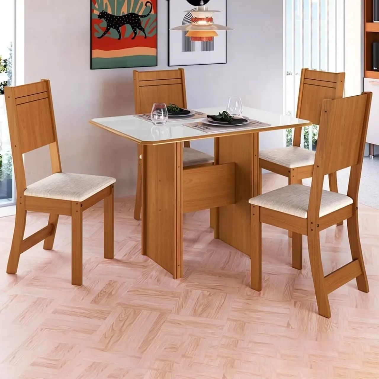 CONJUNTO DE MESA DE JANTAR ÉVORA COM 4 OU 6 CADEIRAS - Foto 2