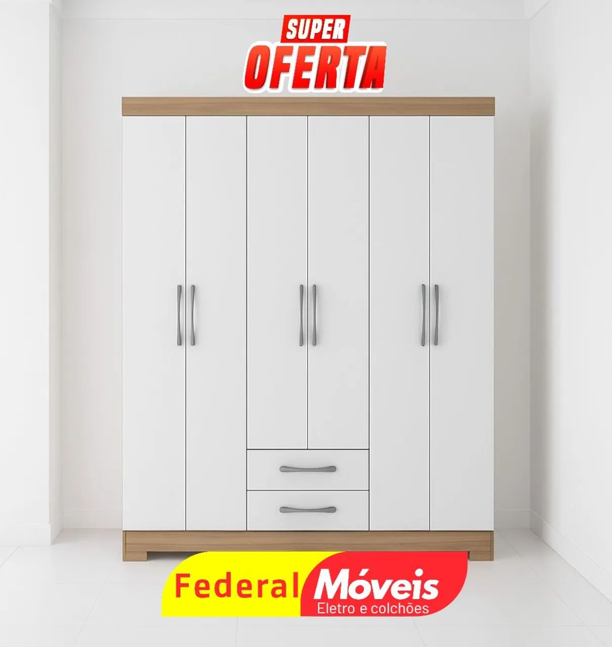 Guarda Roupa 6 Portas e 2 Gavetas Novo - Organização com Estilo