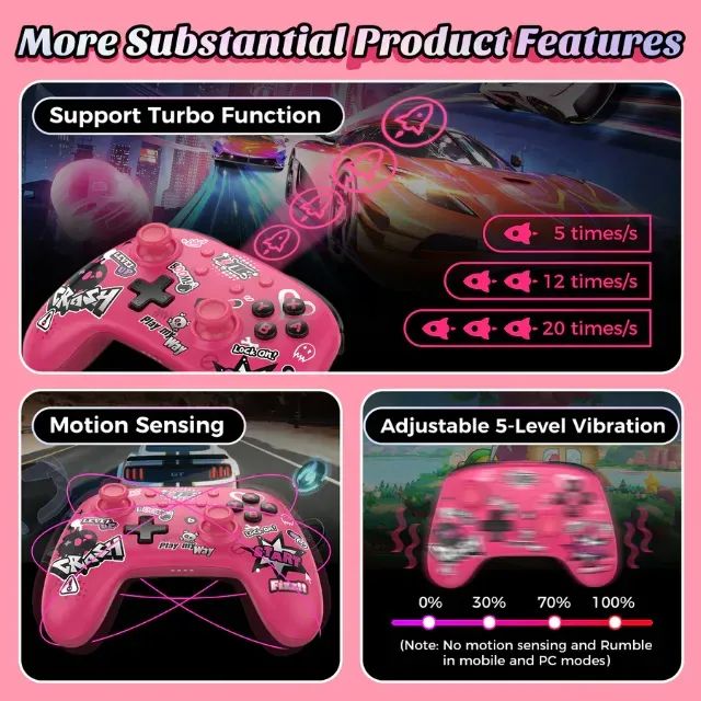 Controle IINE Eris Graffiti - Estilo Exclusivo, Alta Performance p/ N Switch, PC e Android - Foto 2