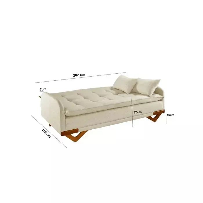 Sofá cama de 2.02m com almofada e tecido no linho  - Foto 4
