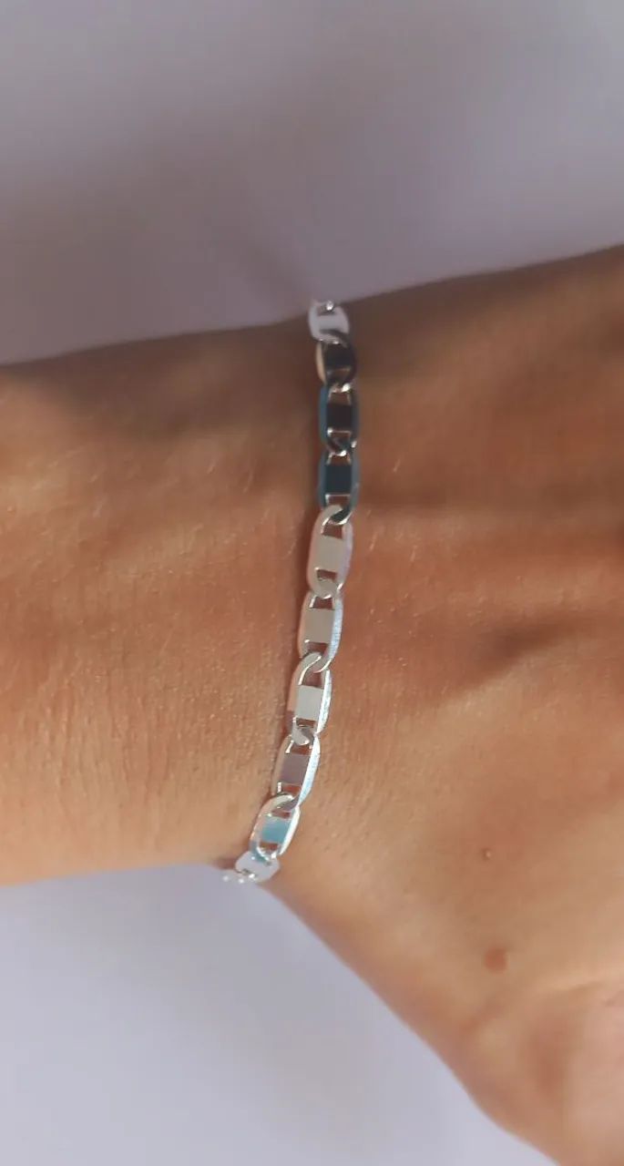 Pulseira piastrine prata 925 maciça 