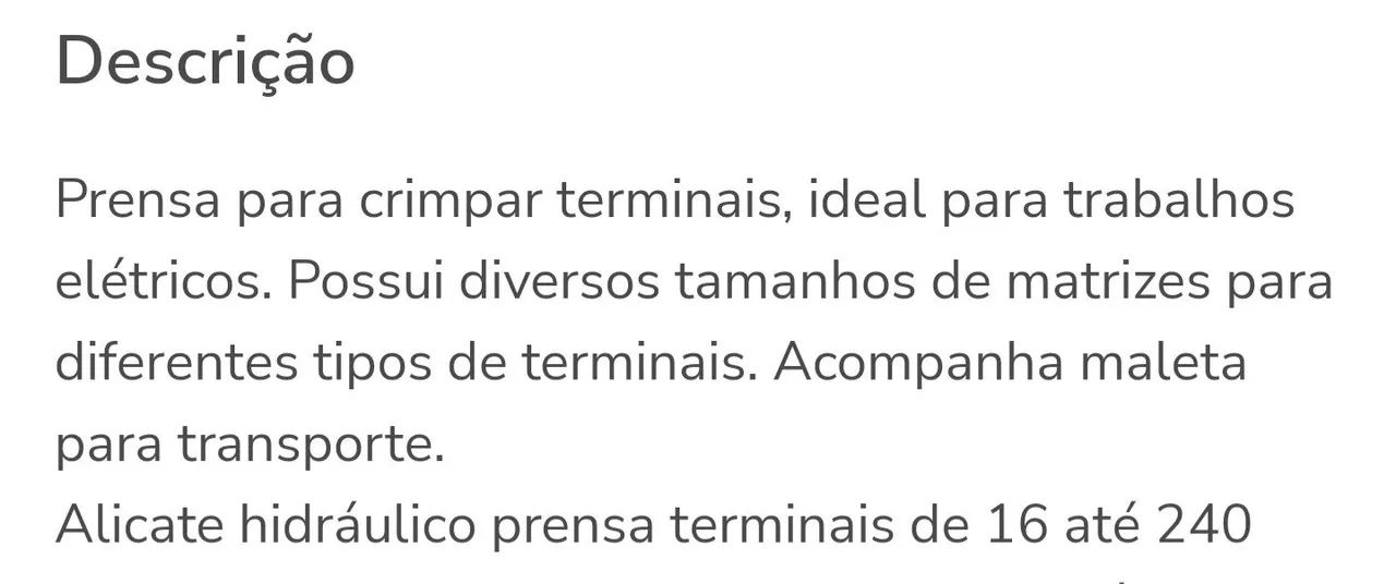 Crimpadora Hidráulico de Terminais para Cabos Elétricos - Foto 4