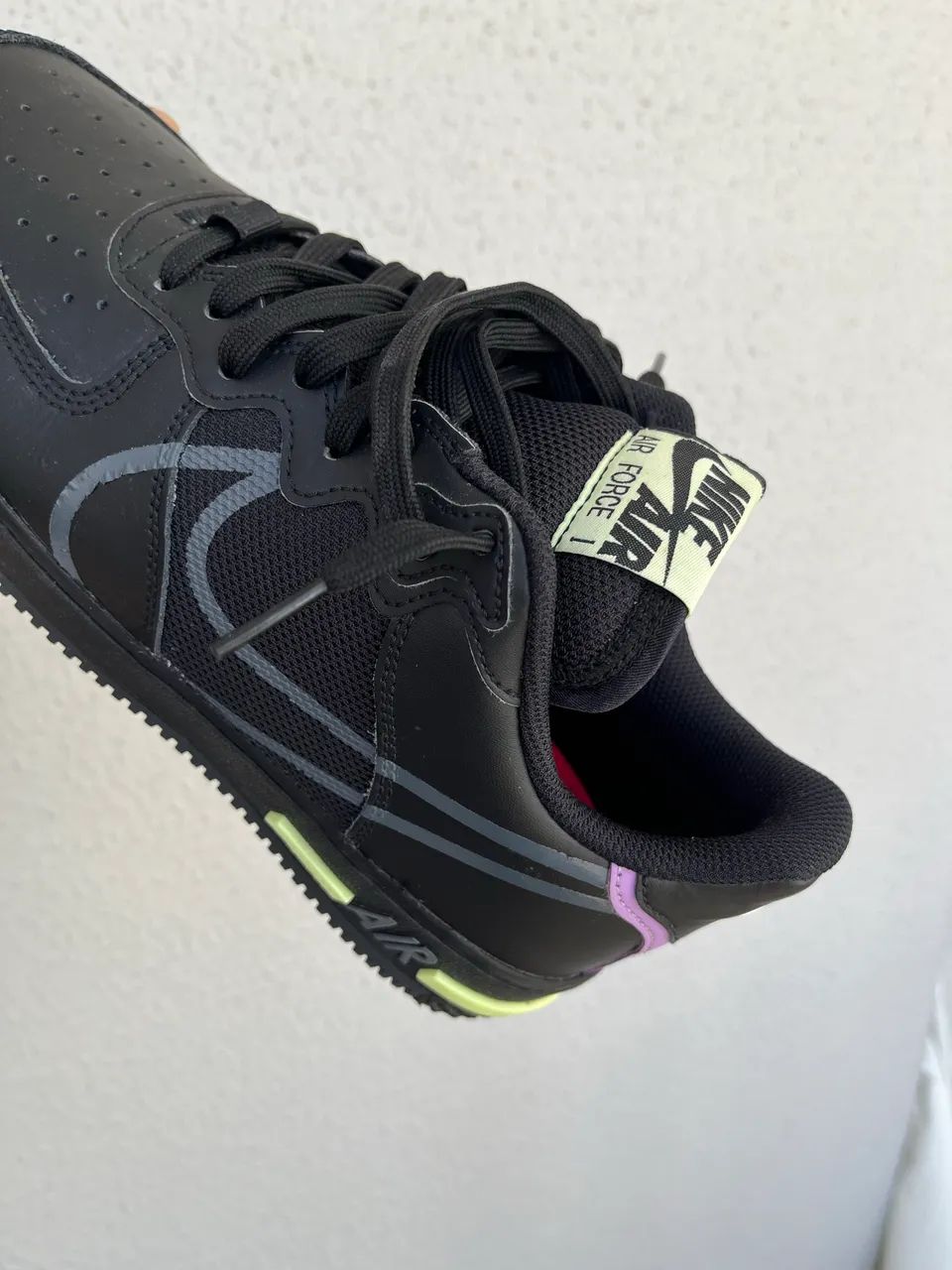 Nike Air Force 1 React Black/Anthracite/Violet/Volt  - Foto 3