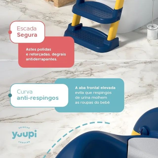 Assento Redutor Dobrável Infantil Com Escada Rosa e azul  Yuupi - Foto 3
