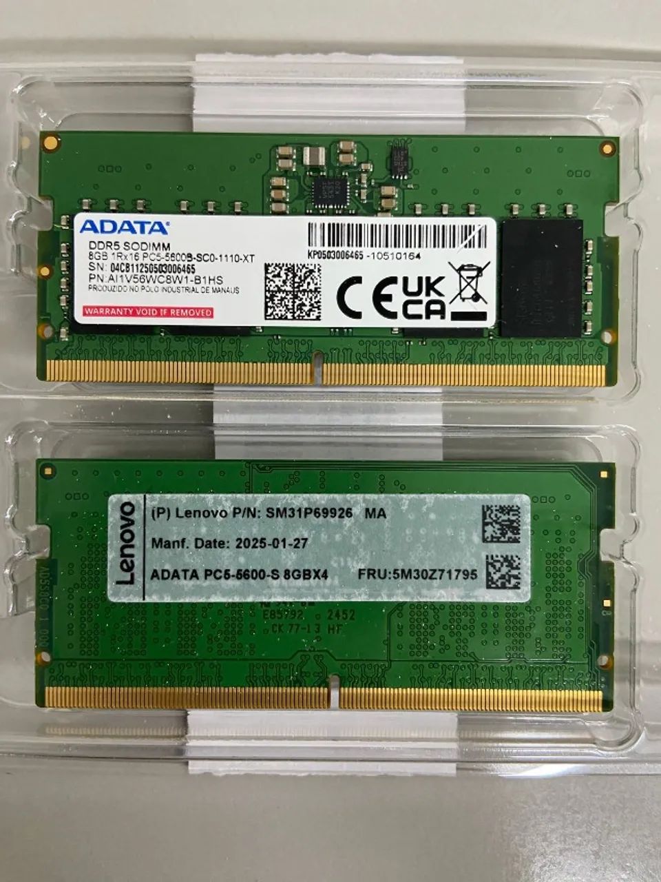 2x Memória Ram Ddr5 de 8 GB e 5600 MHz Laptop 2x