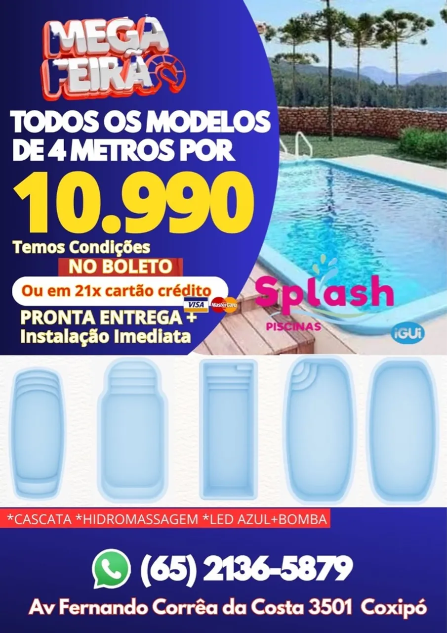 Piscina de 4 metros por R$10.990 - Pronta Entrega!