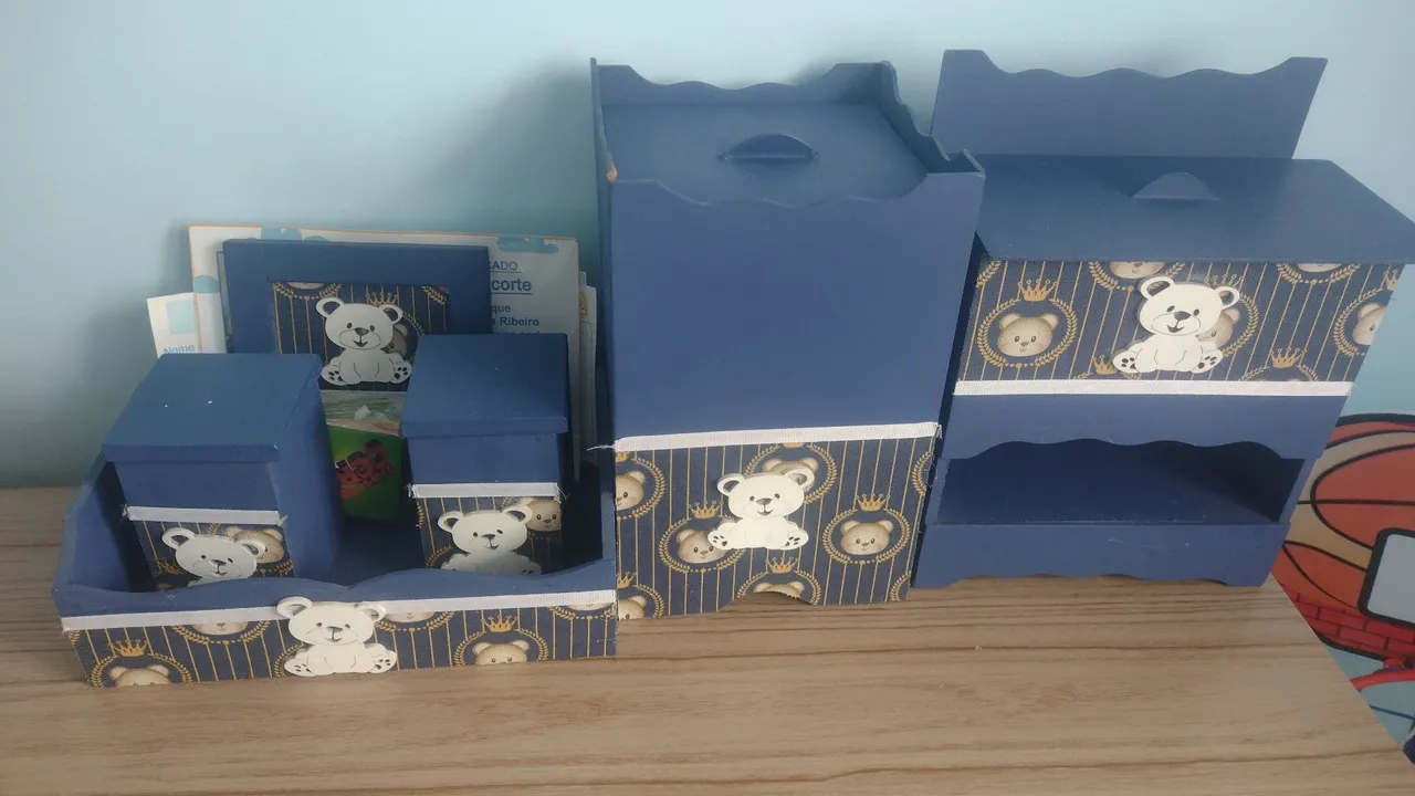 Kit Decorativo Ursinho Azul para Quarto de Bebê