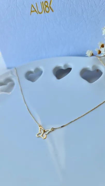 Colar e Pingente Borboleta em Ouro 18k - Foto 2