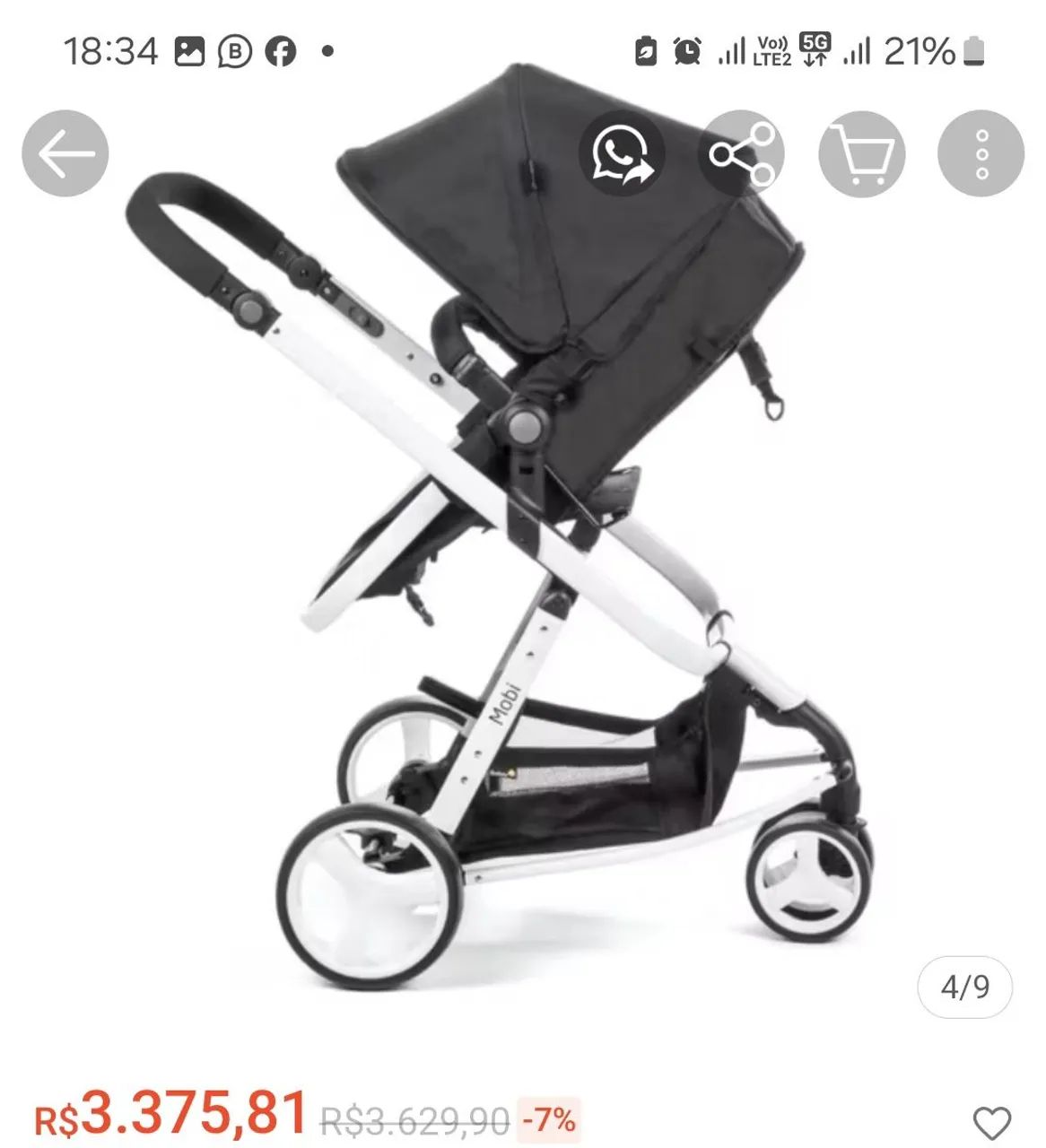 Kit carrinho de bebê Moisés com bebê conforto  - Foto 3