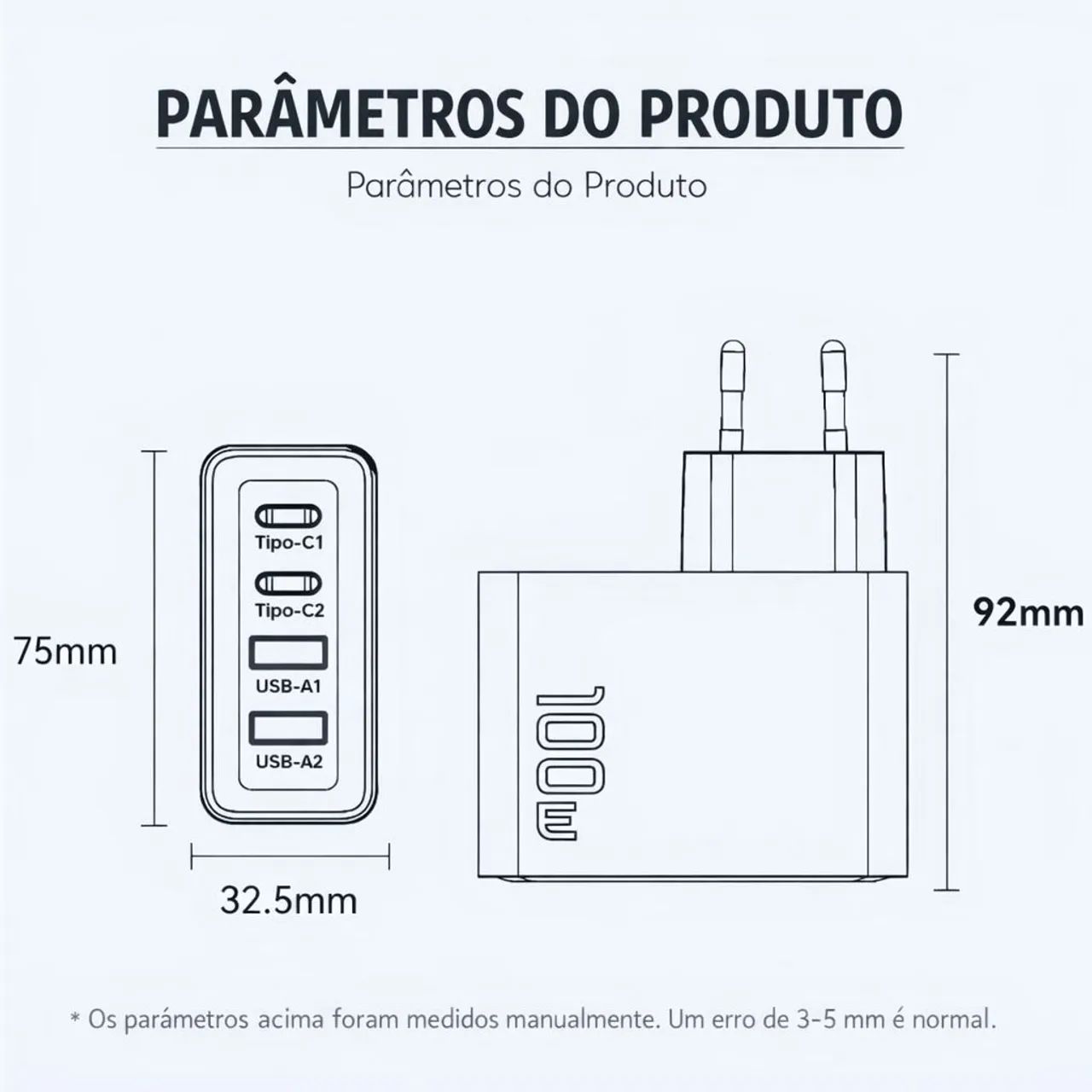 Carregador Rápido Essager 100W 2C2A 4 Portas USB-C e USB Tipo-C Turbo - Foto 4