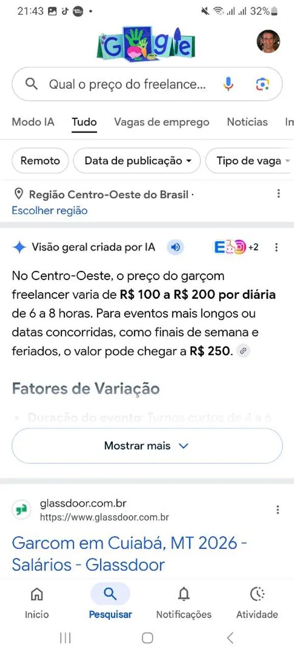 Garçom Freelancer 