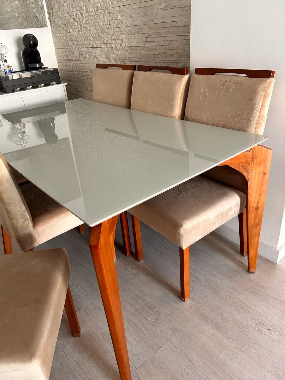 Mesa com 6 cadeiras tampo de vidro  - Foto 5
