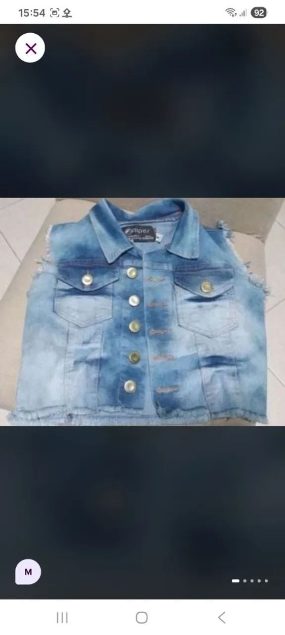 Colete jeans infantil cropped 